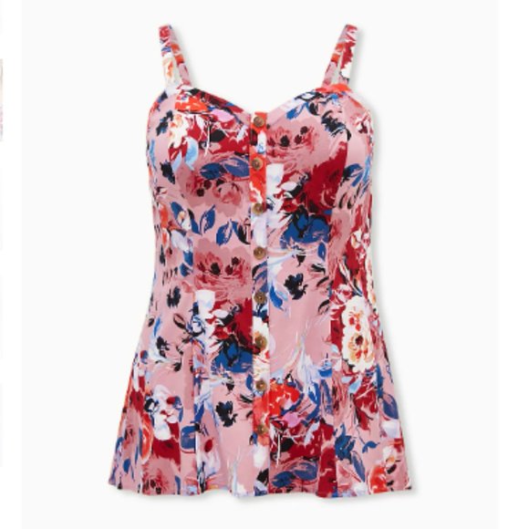 torrid Tops - NWT Pink Floral Challis Fit and Flare Cami